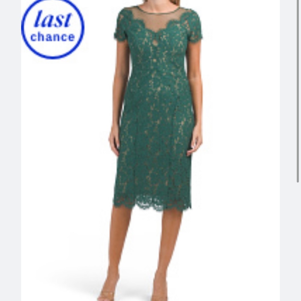 RENE RUIZ COLLECTION Green Lace Midi Dress